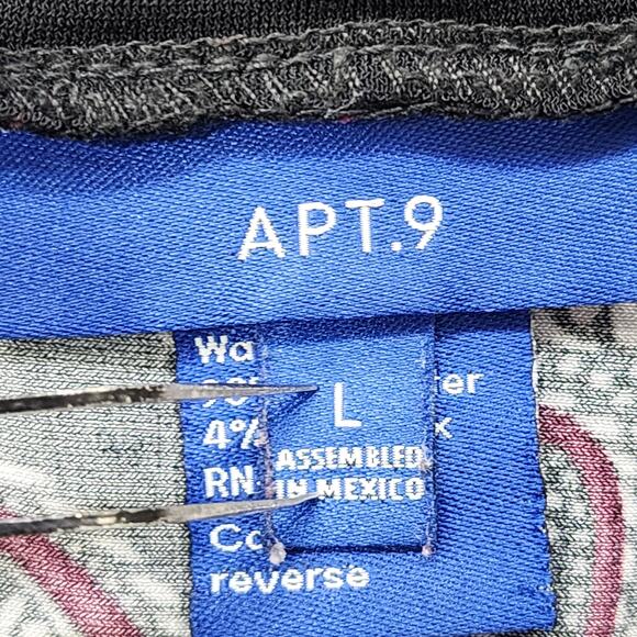 Apt 9 Pants Womens L Black White Floral Pull On Ruched Waist Wide Crop Palazzo - Picture 3 of 10